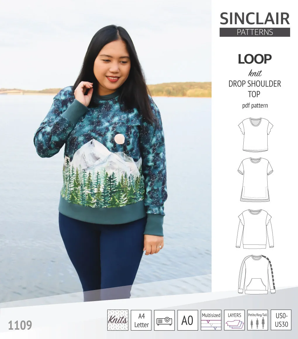 Loop drop shoulder knit top (PDF)