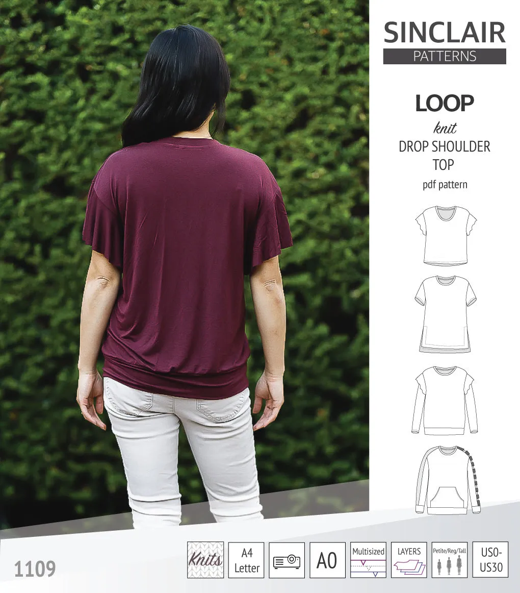 Loop drop shoulder knit top (PDF)