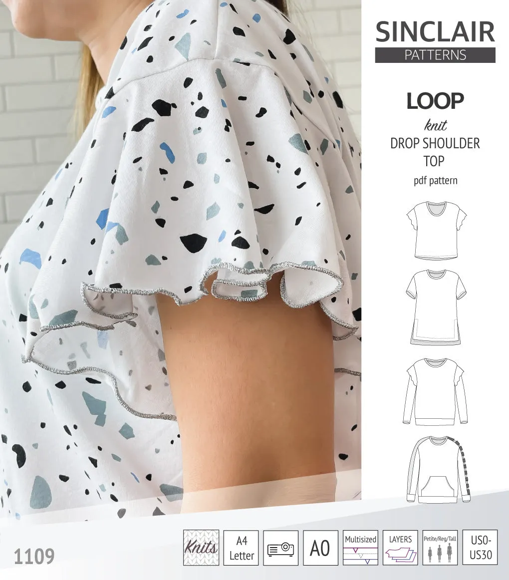 Loop drop shoulder knit top (PDF)
