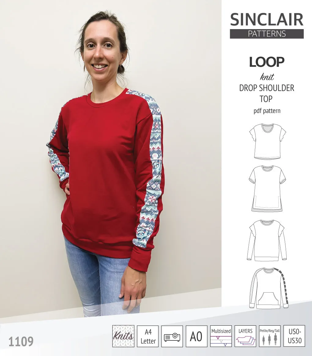 Loop drop shoulder knit top (PDF)
