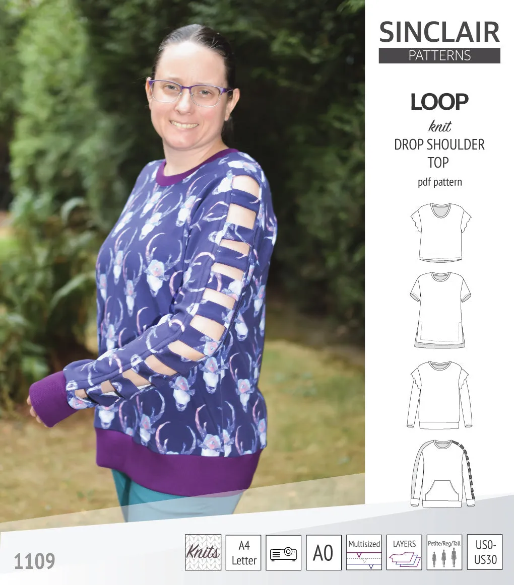 Loop drop shoulder knit top (PDF)