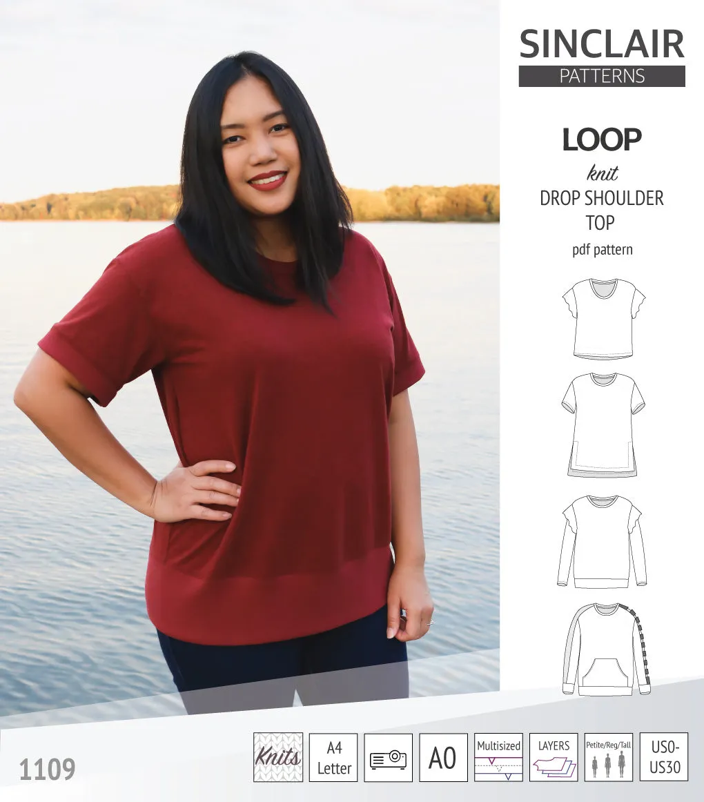 Loop drop shoulder knit top (PDF)