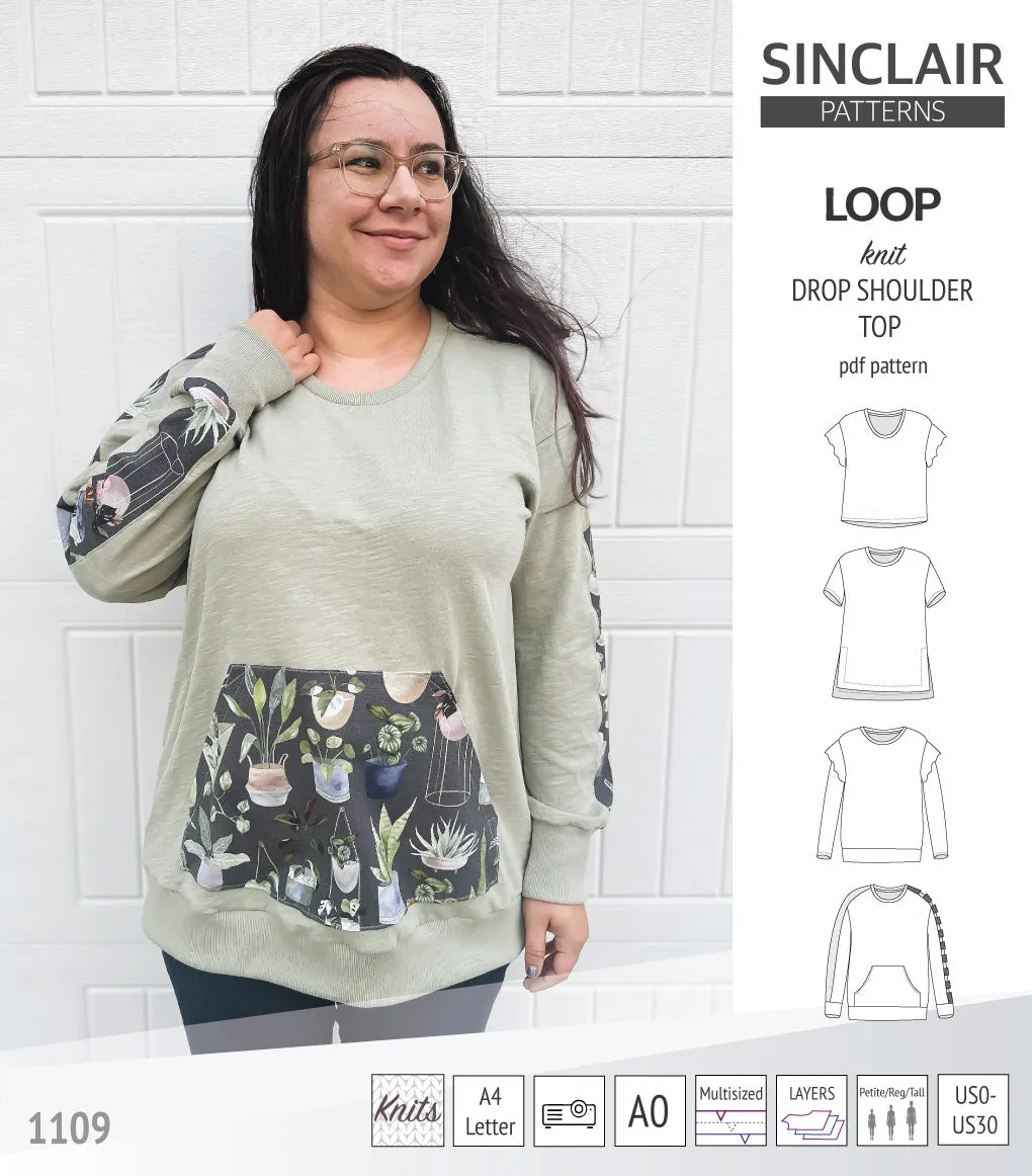 Loop drop shoulder knit top (PDF)