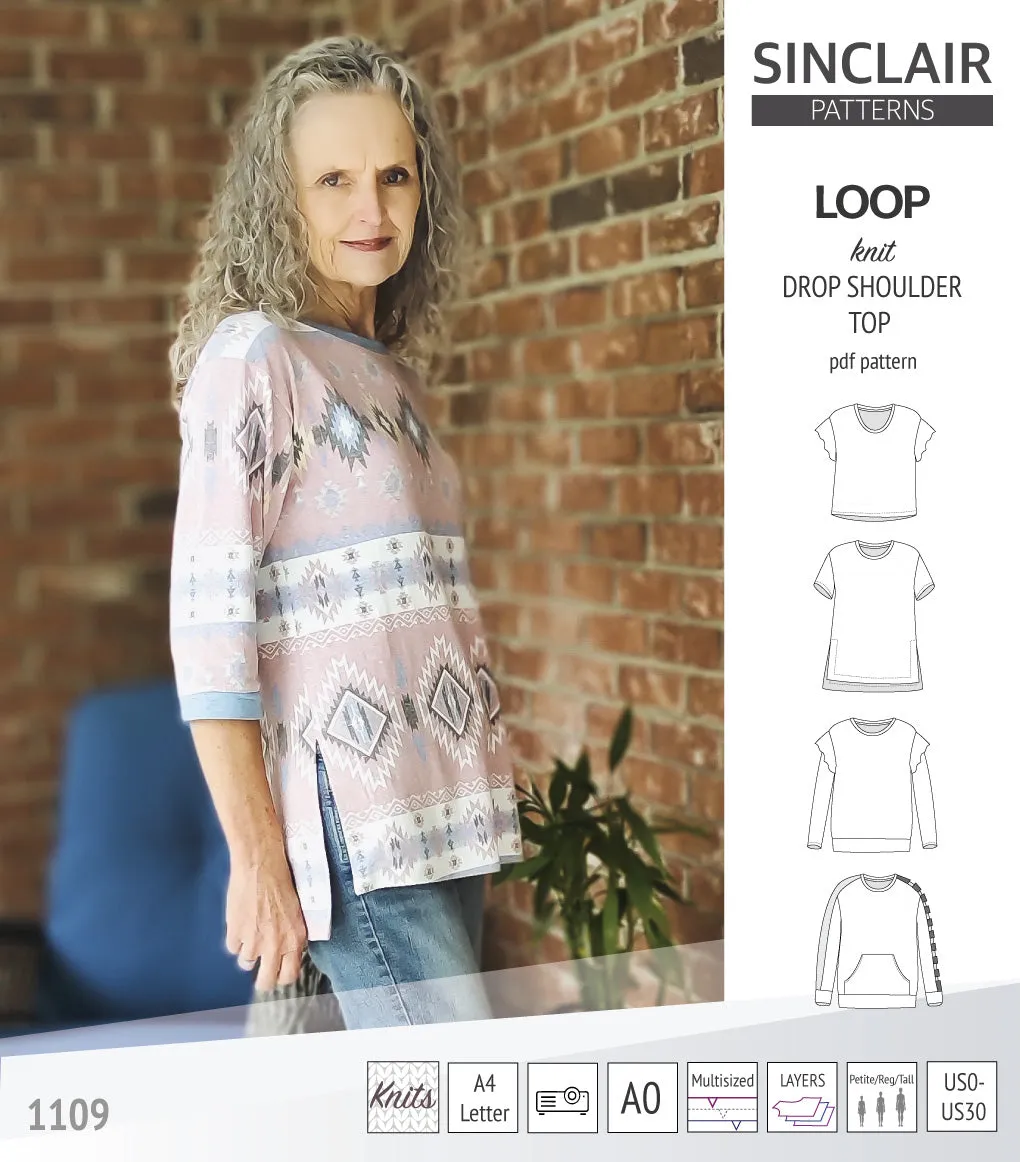 Loop drop shoulder knit top (PDF)