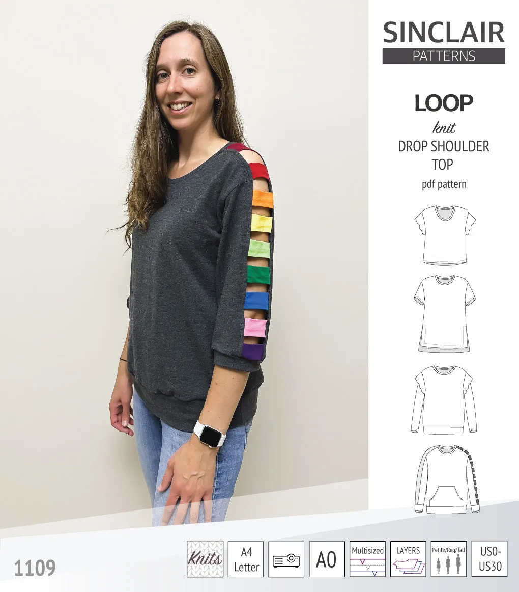 Loop drop shoulder knit top (PDF)