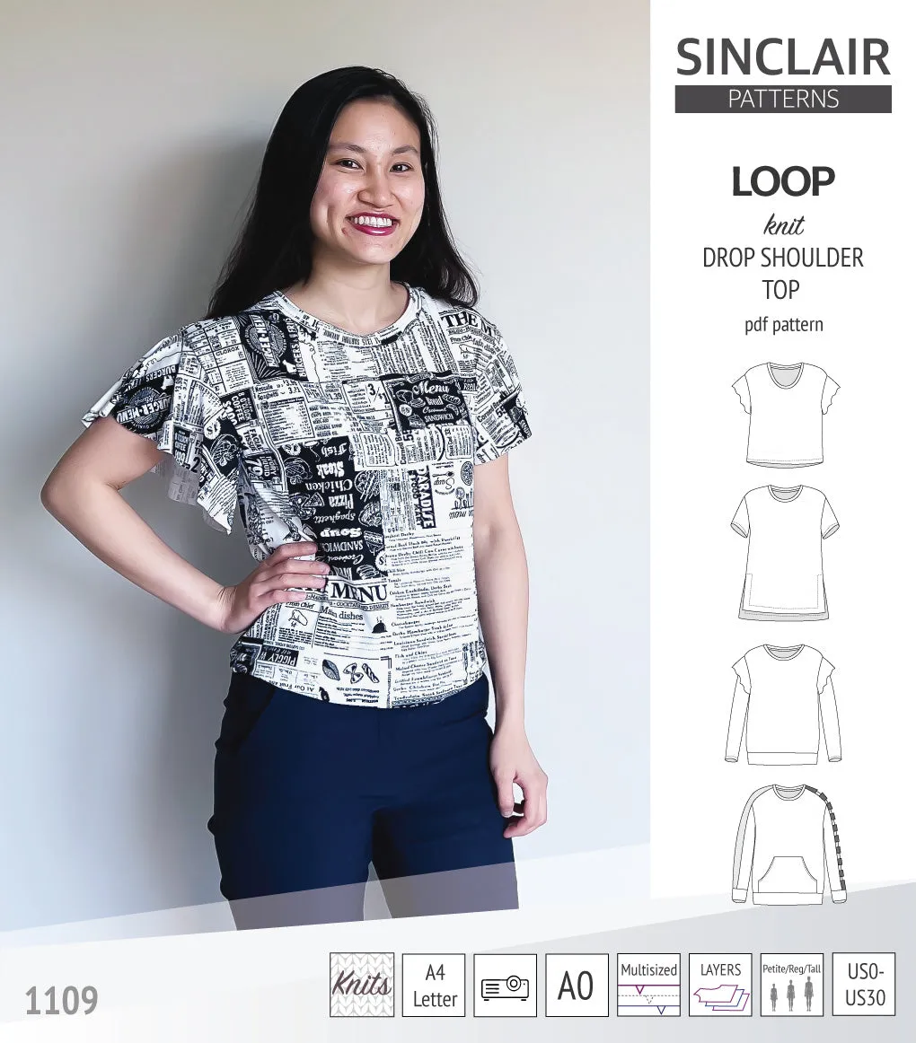 Loop drop shoulder knit top (PDF)
