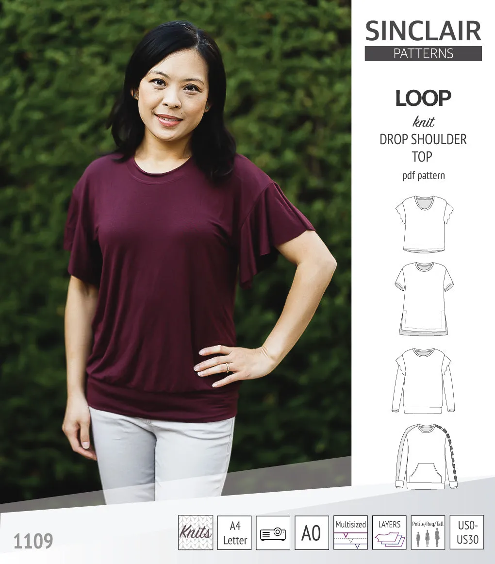 Loop drop shoulder knit top (PDF)