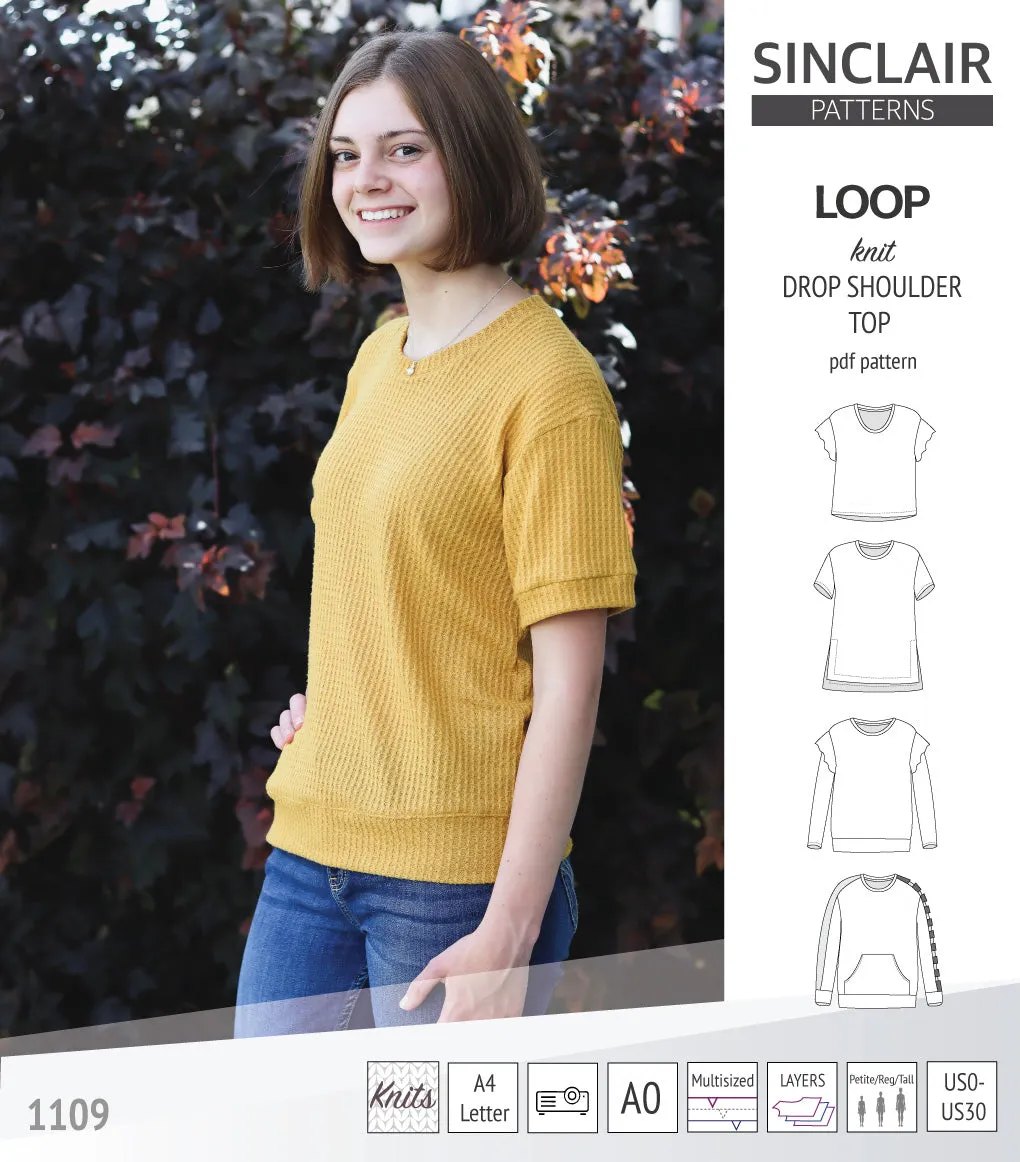 Loop drop shoulder knit top (PDF)