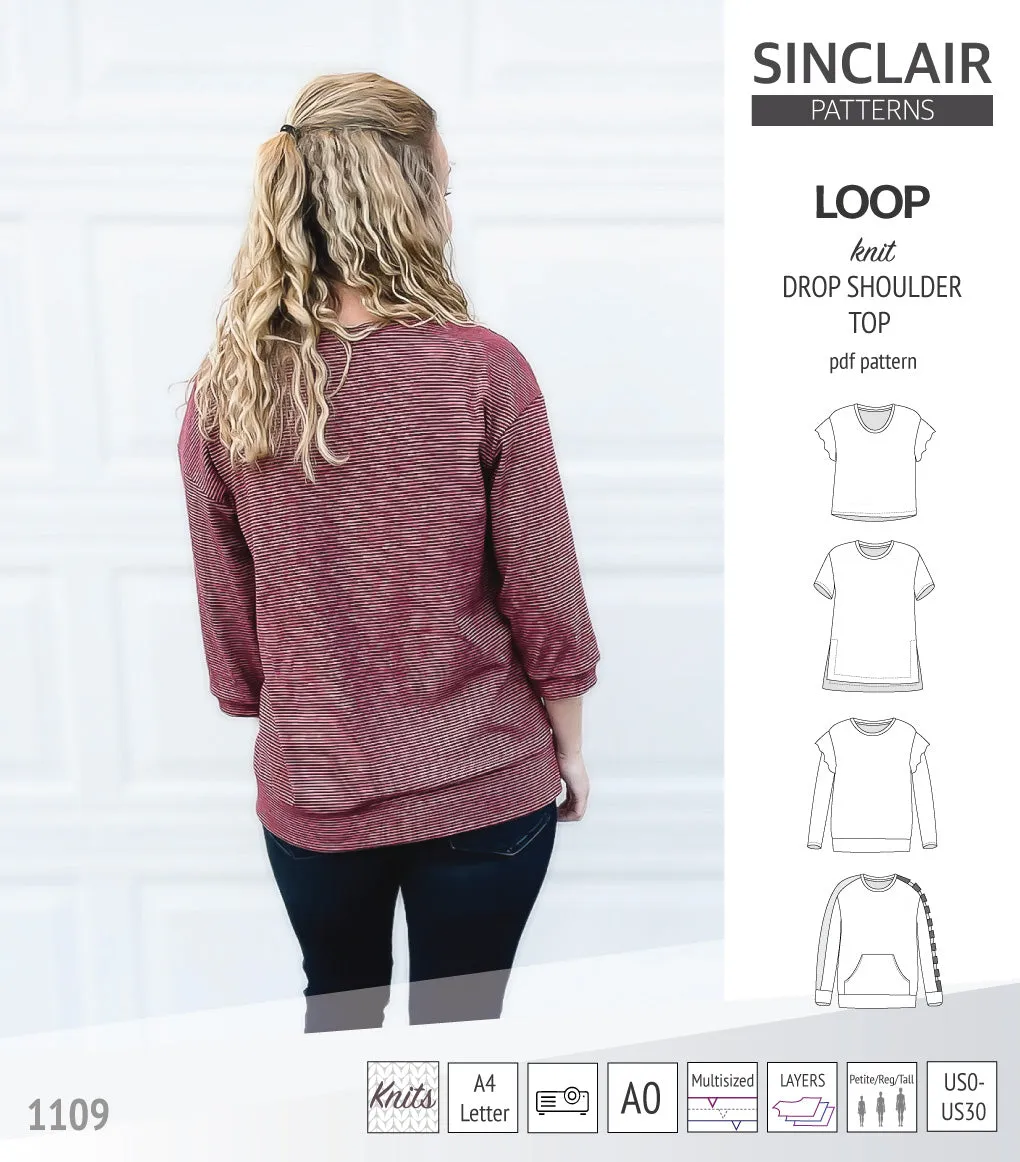 Loop drop shoulder knit top (PDF)