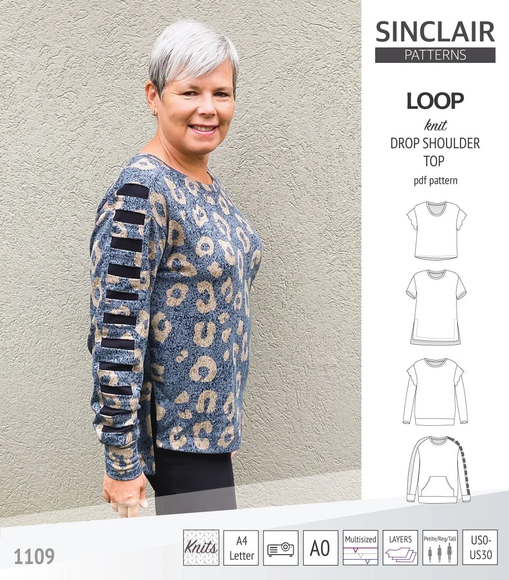 Loop drop shoulder knit top (PDF)