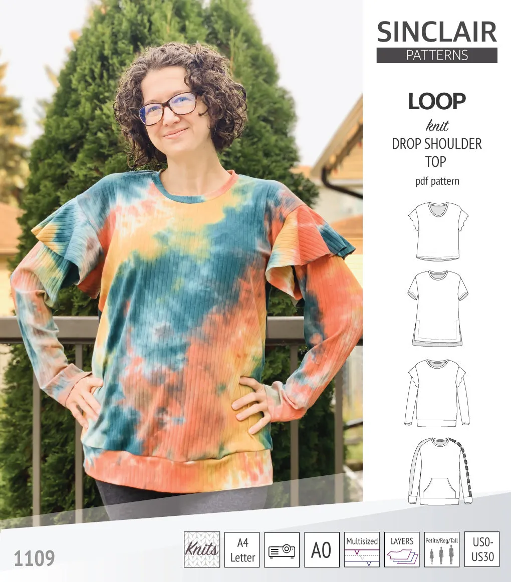 Loop drop shoulder knit top (PDF)