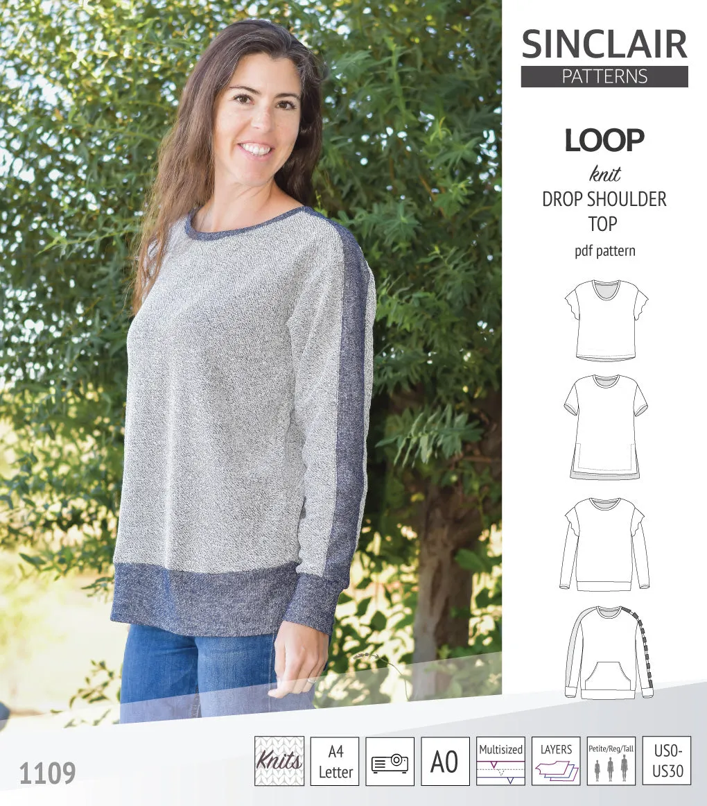 Loop drop shoulder knit top (PDF)