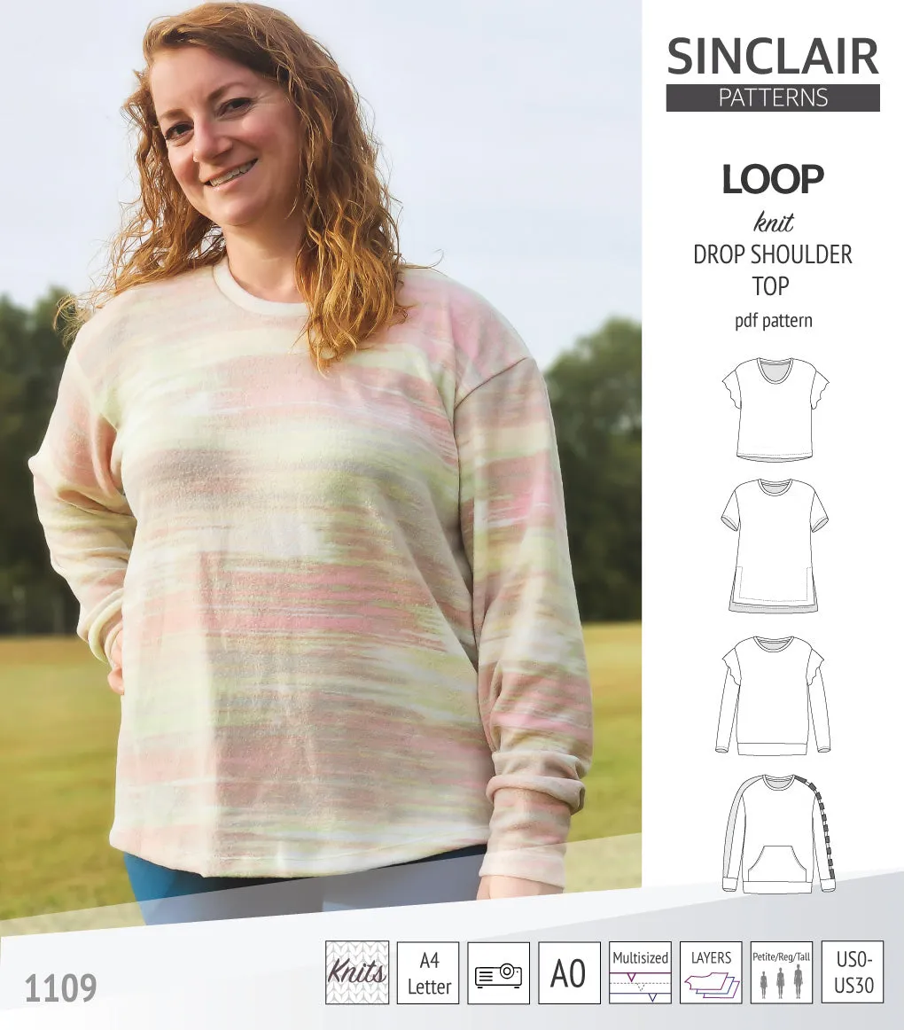 Loop drop shoulder knit top (PDF)