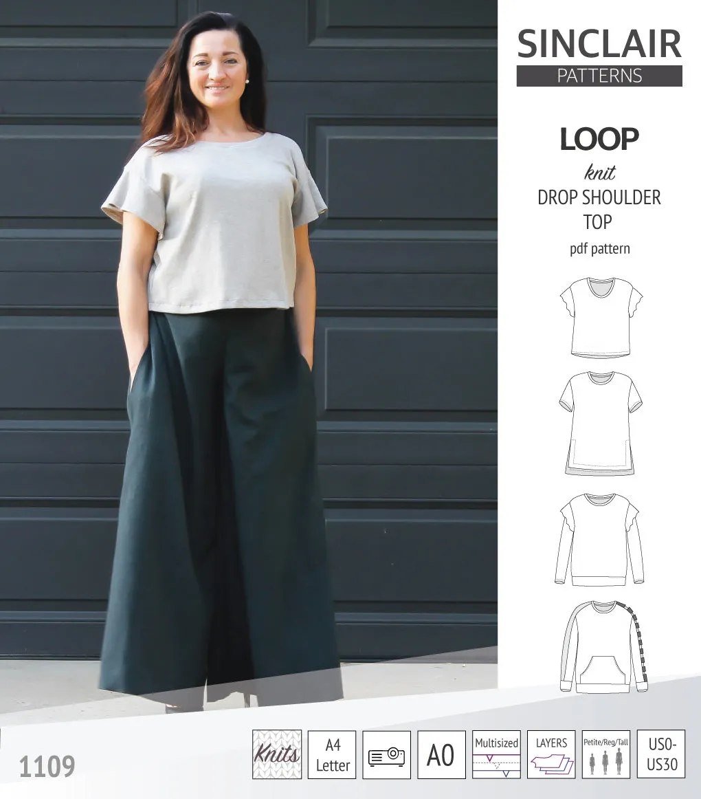 Loop drop shoulder knit top (PDF)