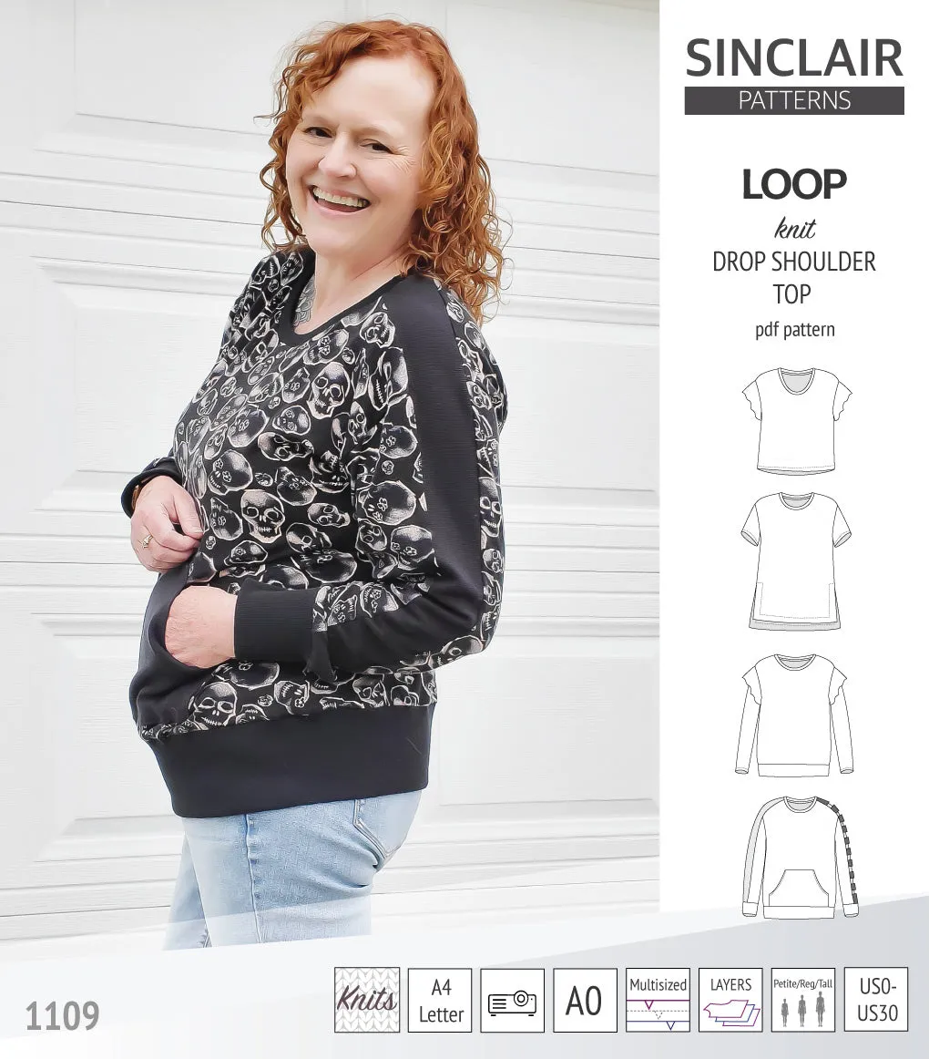 Loop drop shoulder knit top (PDF)