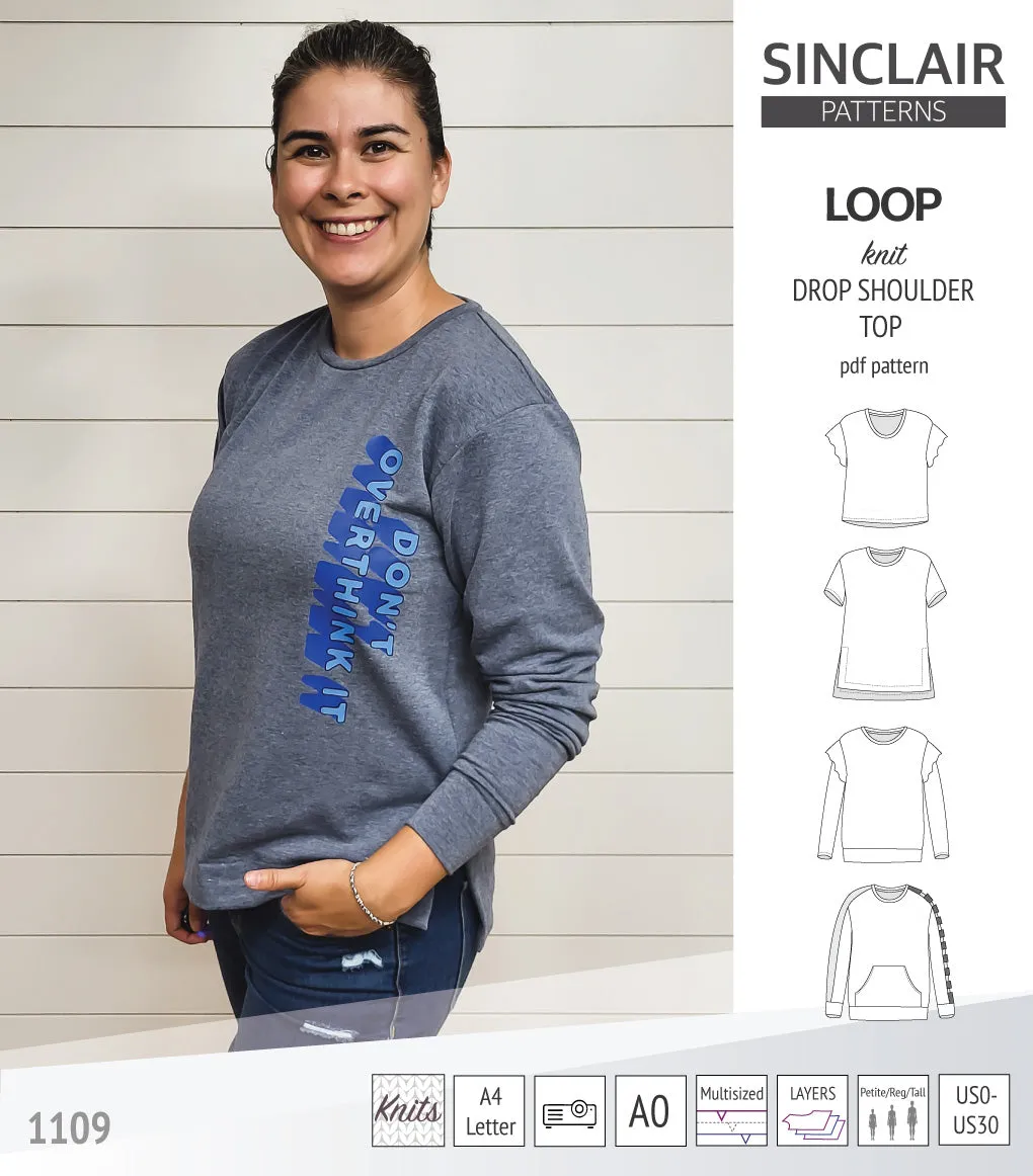 Loop drop shoulder knit top (PDF)