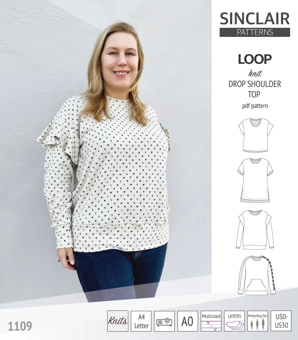 Loop drop shoulder knit top (PDF)