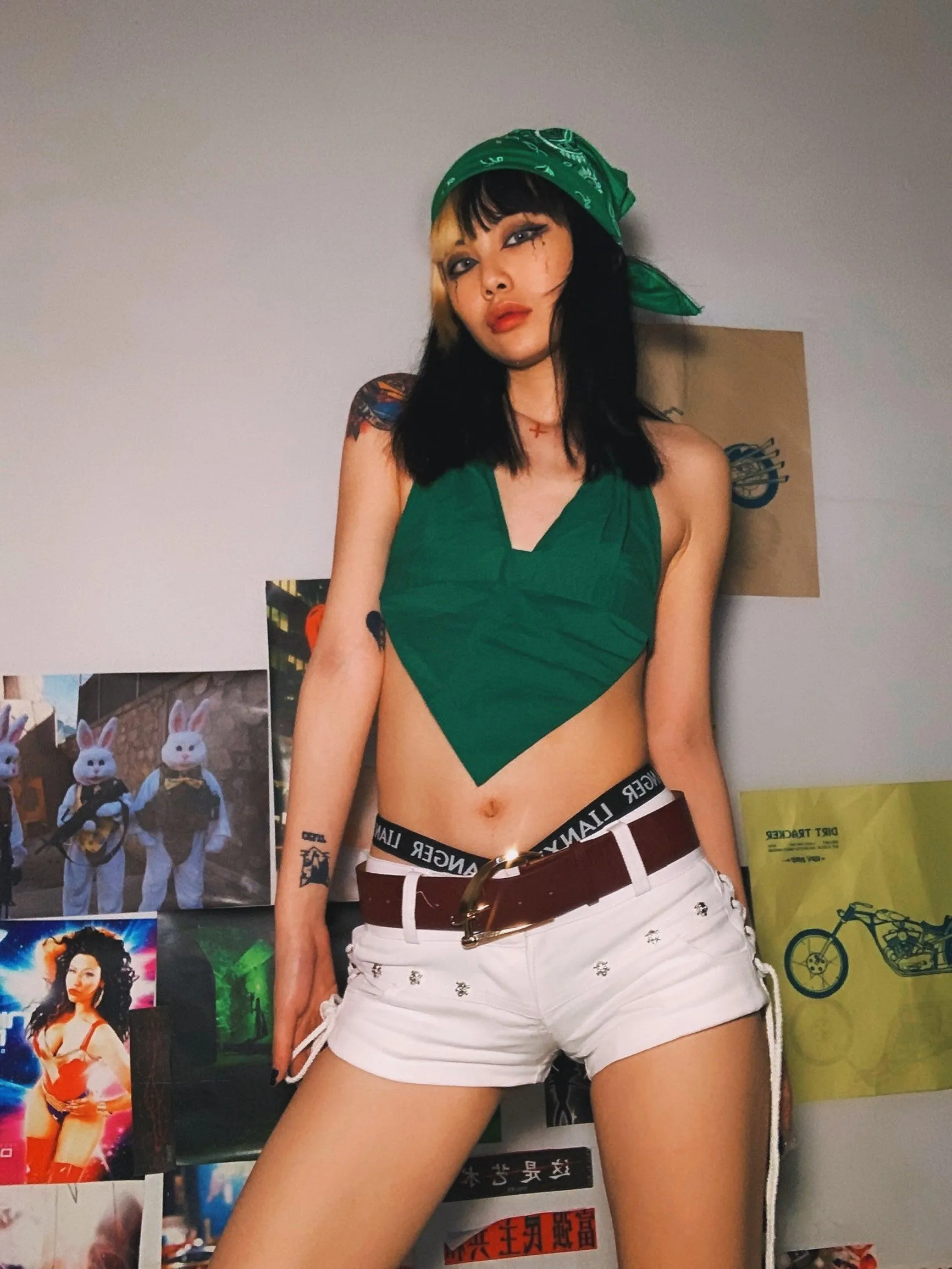 Low Waisted Lace-up Thin Denim Hot Pants