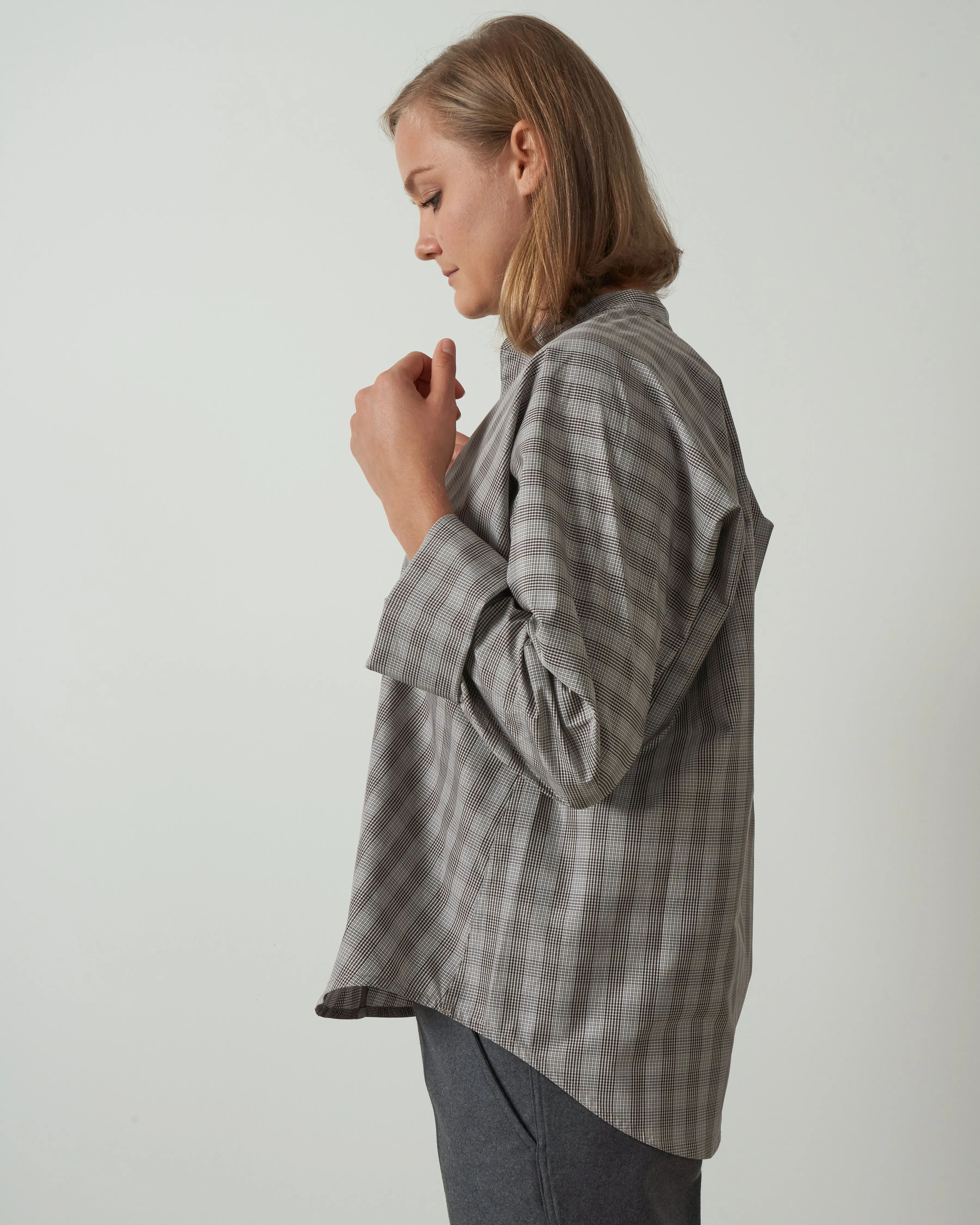 lslv top - woven chocolate chalk