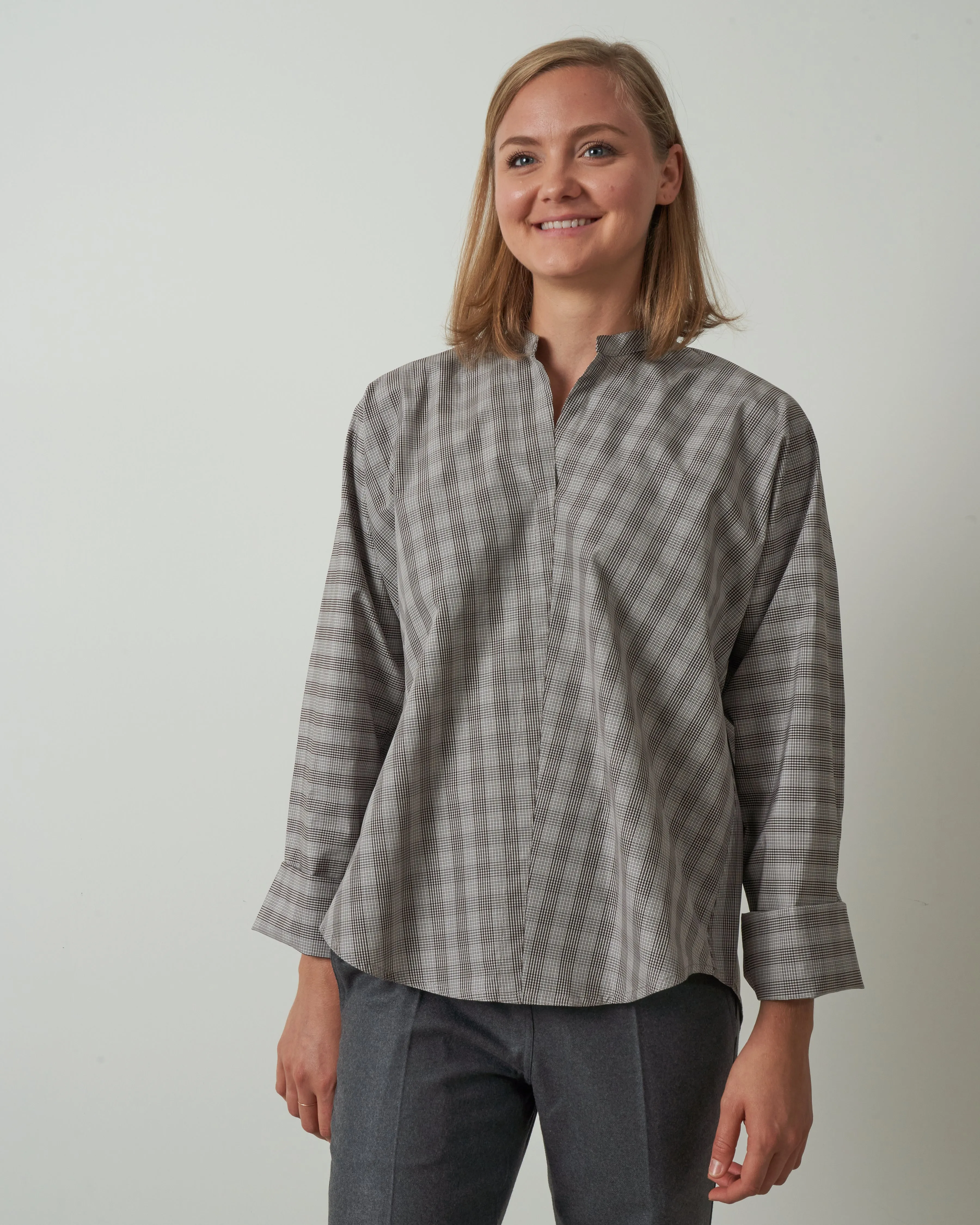 lslv top - woven chocolate chalk