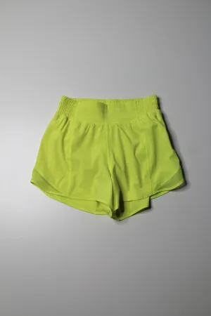 Lululemon highlight yellow high rise ‘hotty hot’ shorts, size 4 (4”)