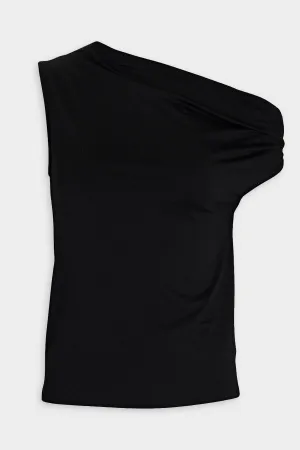 Luxe Knit Exposed Shoulder Easy Top in Black