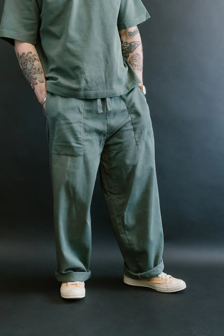 M-J-0003 - Reformer Pants Twill Jersey - Forest Green