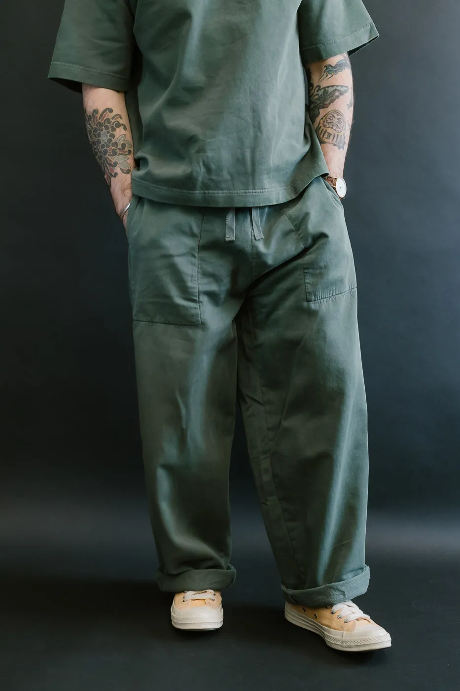 M-J-0003 - Reformer Pants Twill Jersey - Forest Green