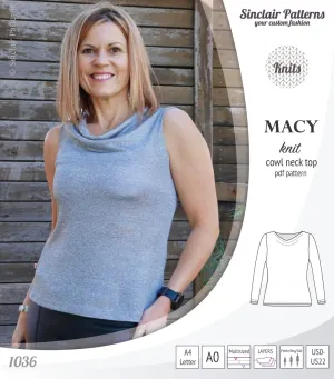 Macy knit semi fitted cowl neck top (PDF)