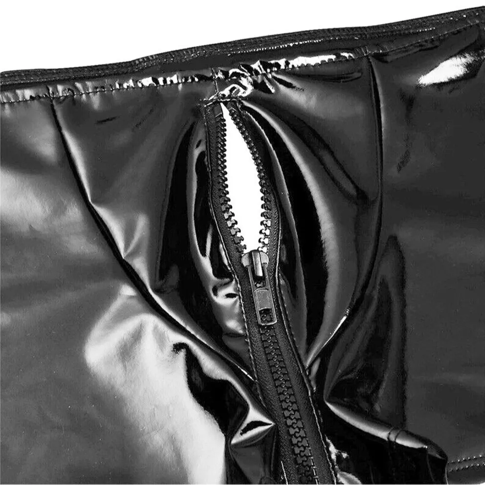 Men’s Zip-Front Glossy Backless Boxer Shorts