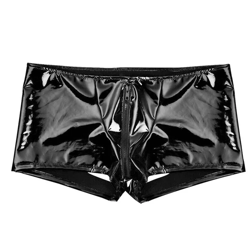 Men’s Zip-Front Glossy Backless Boxer Shorts