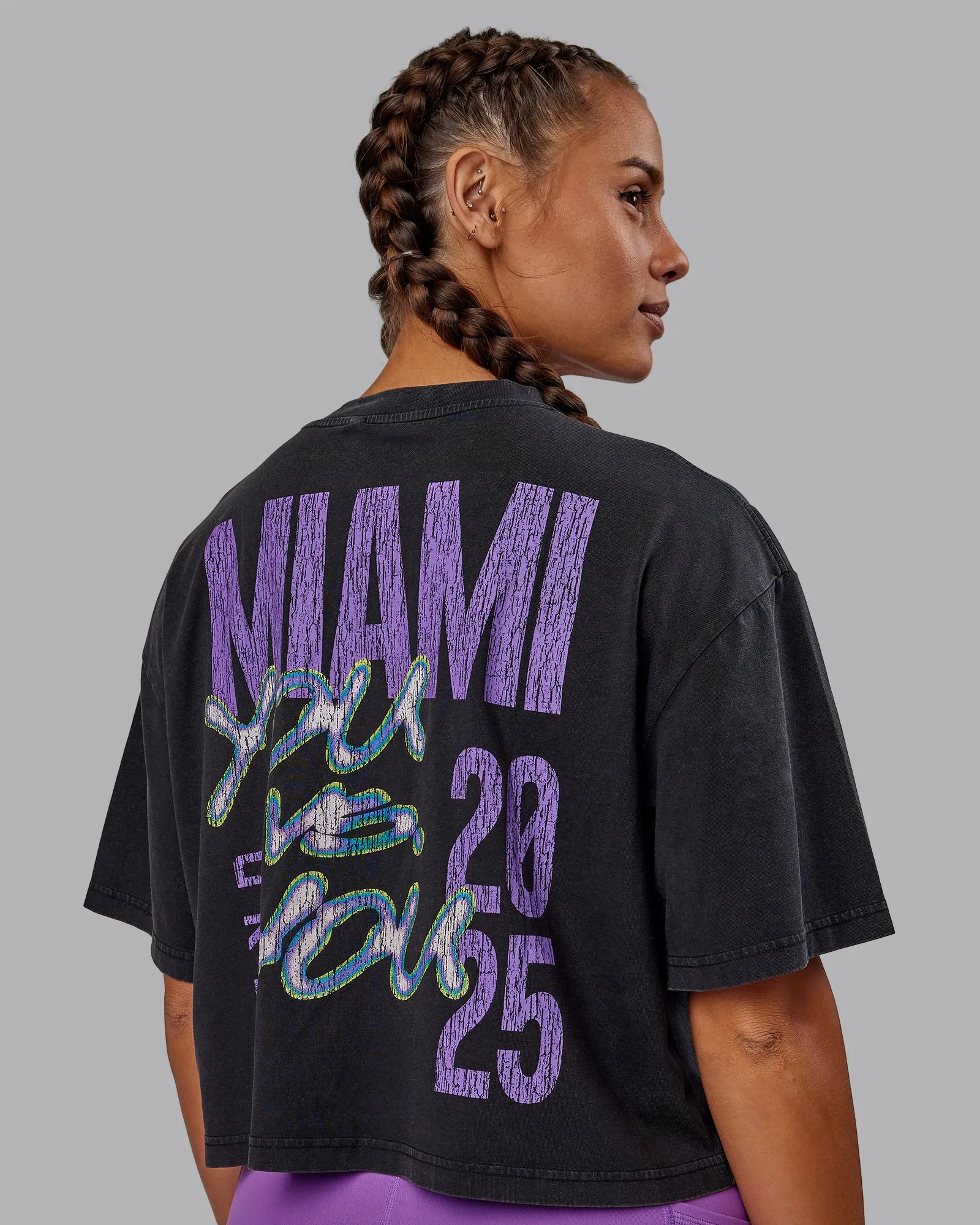 Miami 2025 FLXCotton Cropped Tee - Black-Purple Swirl