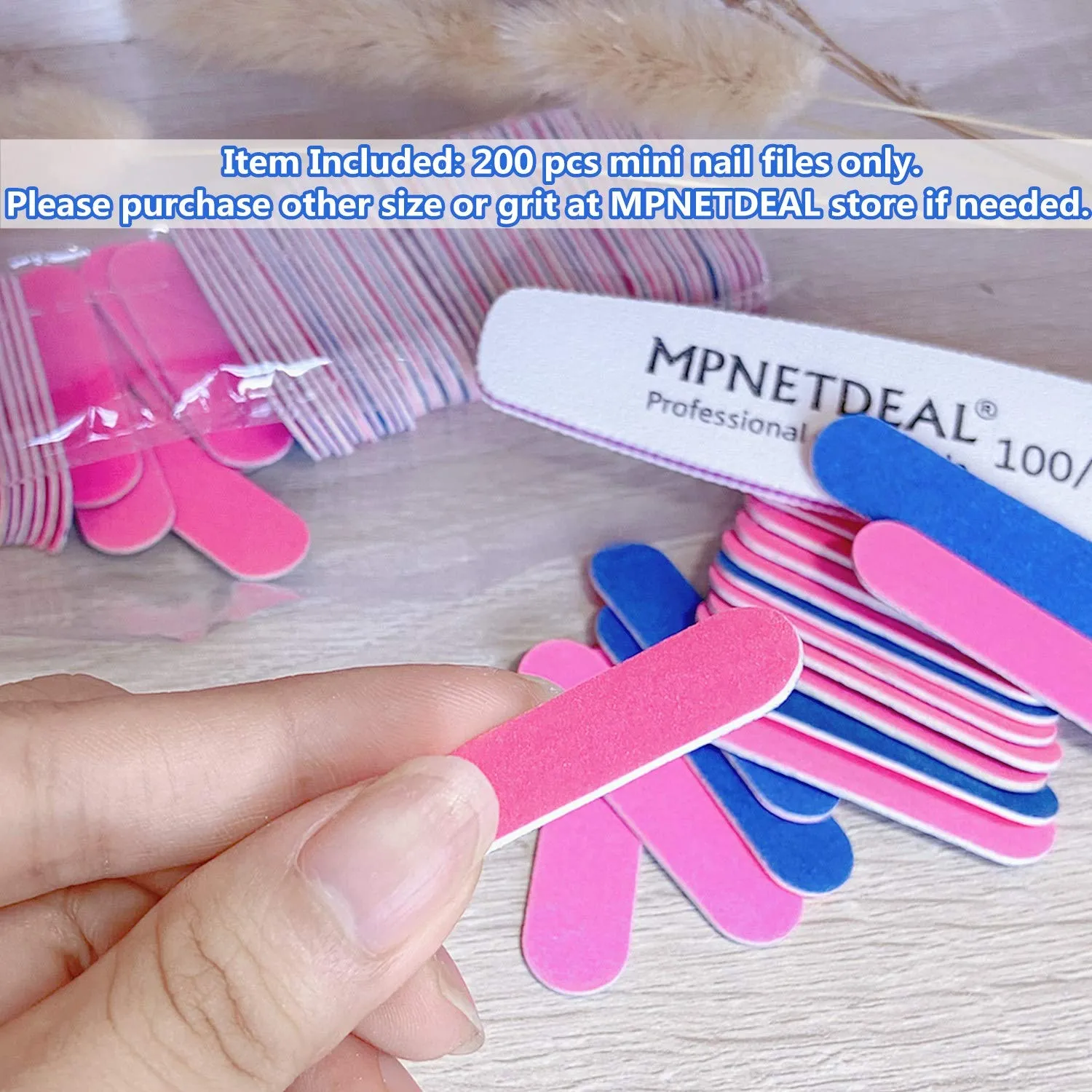 MPNETDEAL 200 Pack Mini Nail Files Disposable Emery Board Bulk