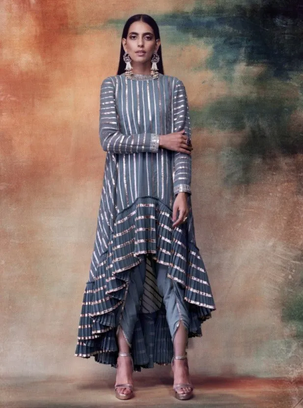 Mud Green Kurta With Dhoti Pants