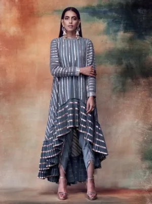 Mud Green Kurta With Dhoti Pants