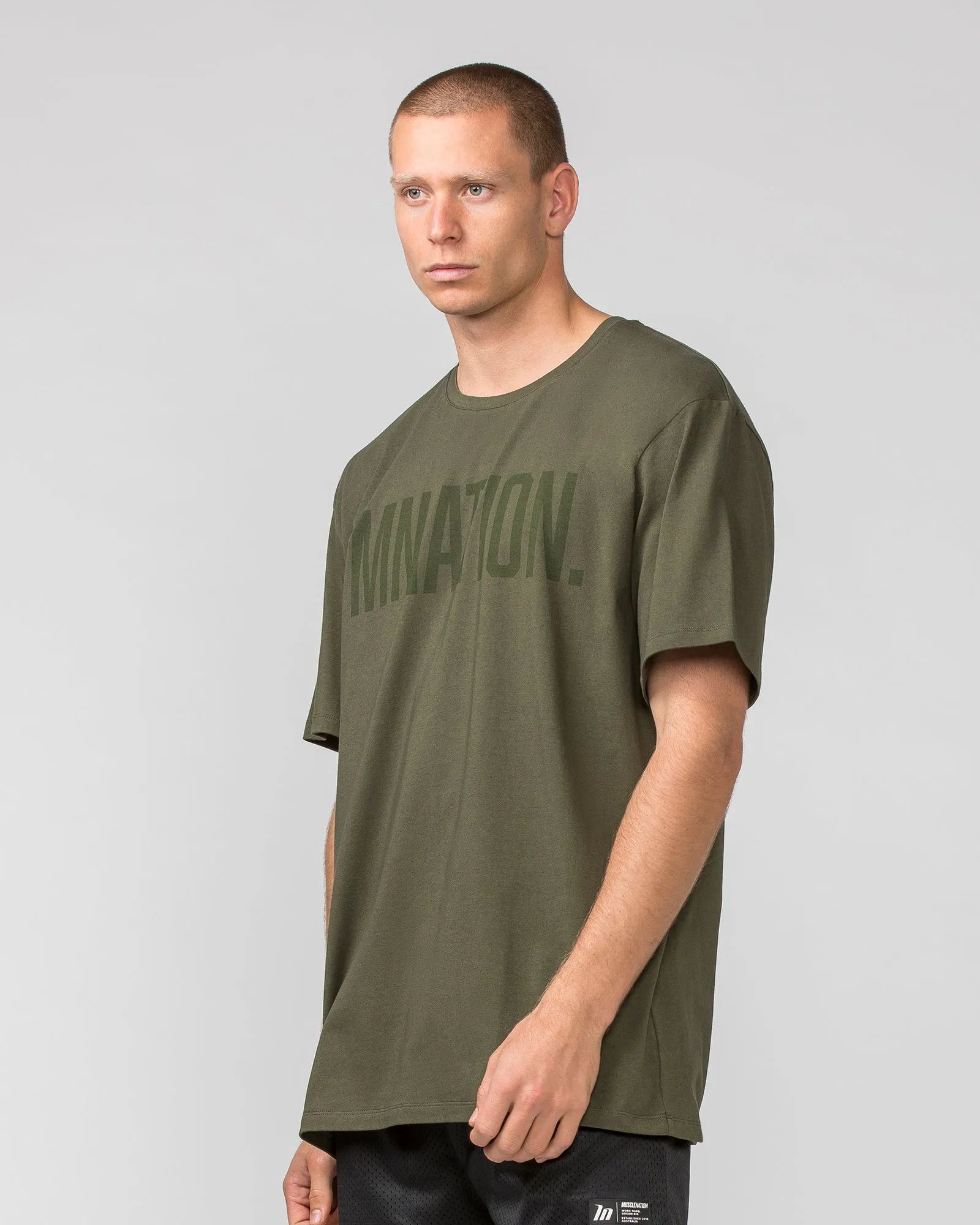 Muscle Nation | Oversized Tonal Tee - Dark Khaki