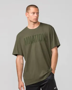Muscle Nation | Oversized Tonal Tee - Dark Khaki