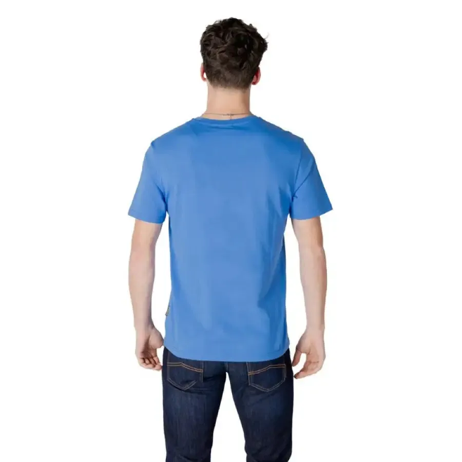 Napapijri Men Light Blue Cotton T Shirt Round Neck