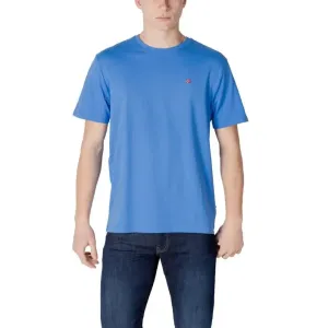 Napapijri Men Light Blue Cotton T Shirt Round Neck