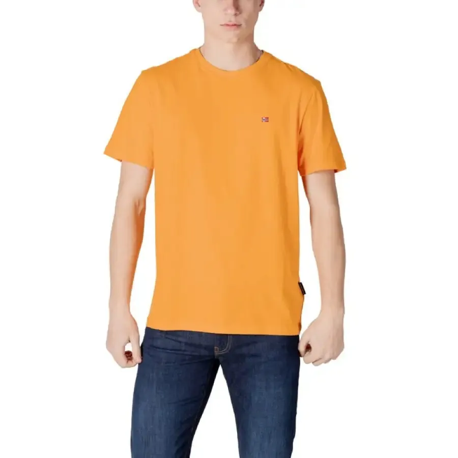 Napapijri Men Light Blue Cotton T Shirt Round Neck
