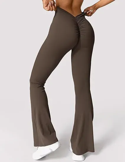 Naughty High-Waist V-Back Scrunch Butt Flare Leggings