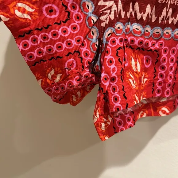 NWT Anthropologie ruched wide leg shorts women's small red