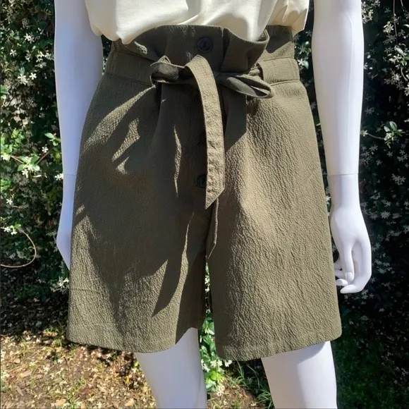 NWT Rag &amp; Bone Relaxed Fit High Rise Seersucker Paper Bag Waist Shorts