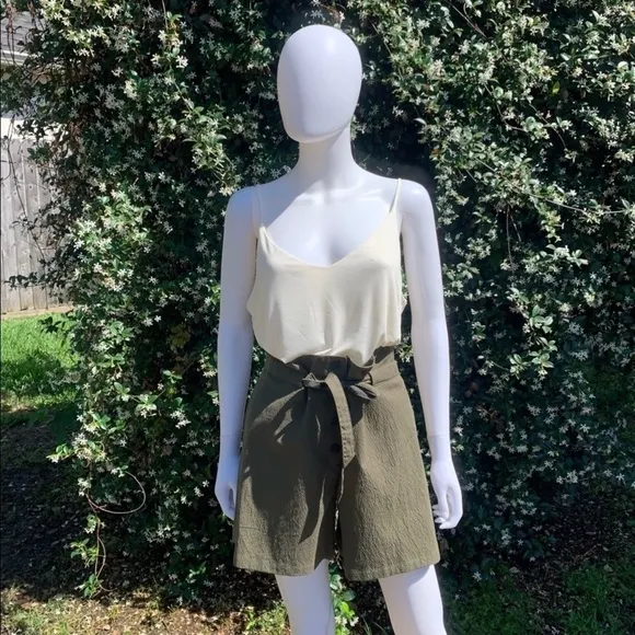 NWT Rag &amp; Bone Relaxed Fit High Rise Seersucker Paper Bag Waist Shorts