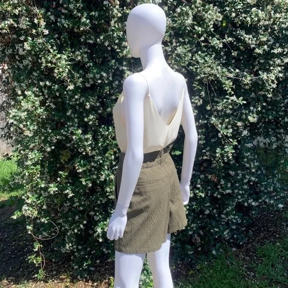 NWT Rag &amp; Bone Relaxed Fit High Rise Seersucker Paper Bag Waist Shorts