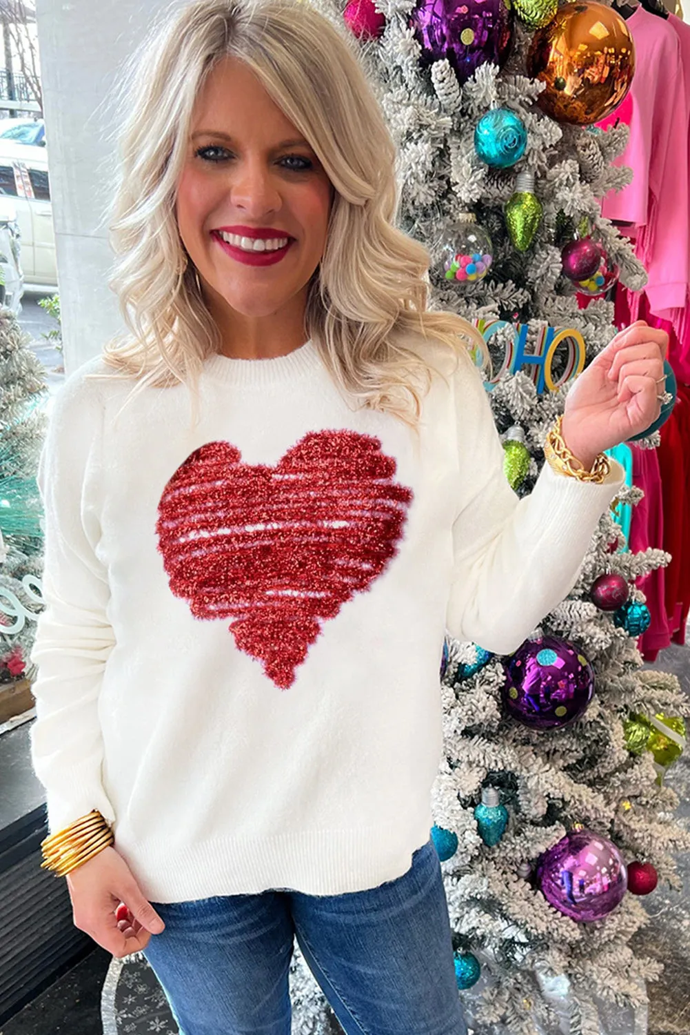 Oatmeal Holly Jolly Round Neck Casual Sweater
