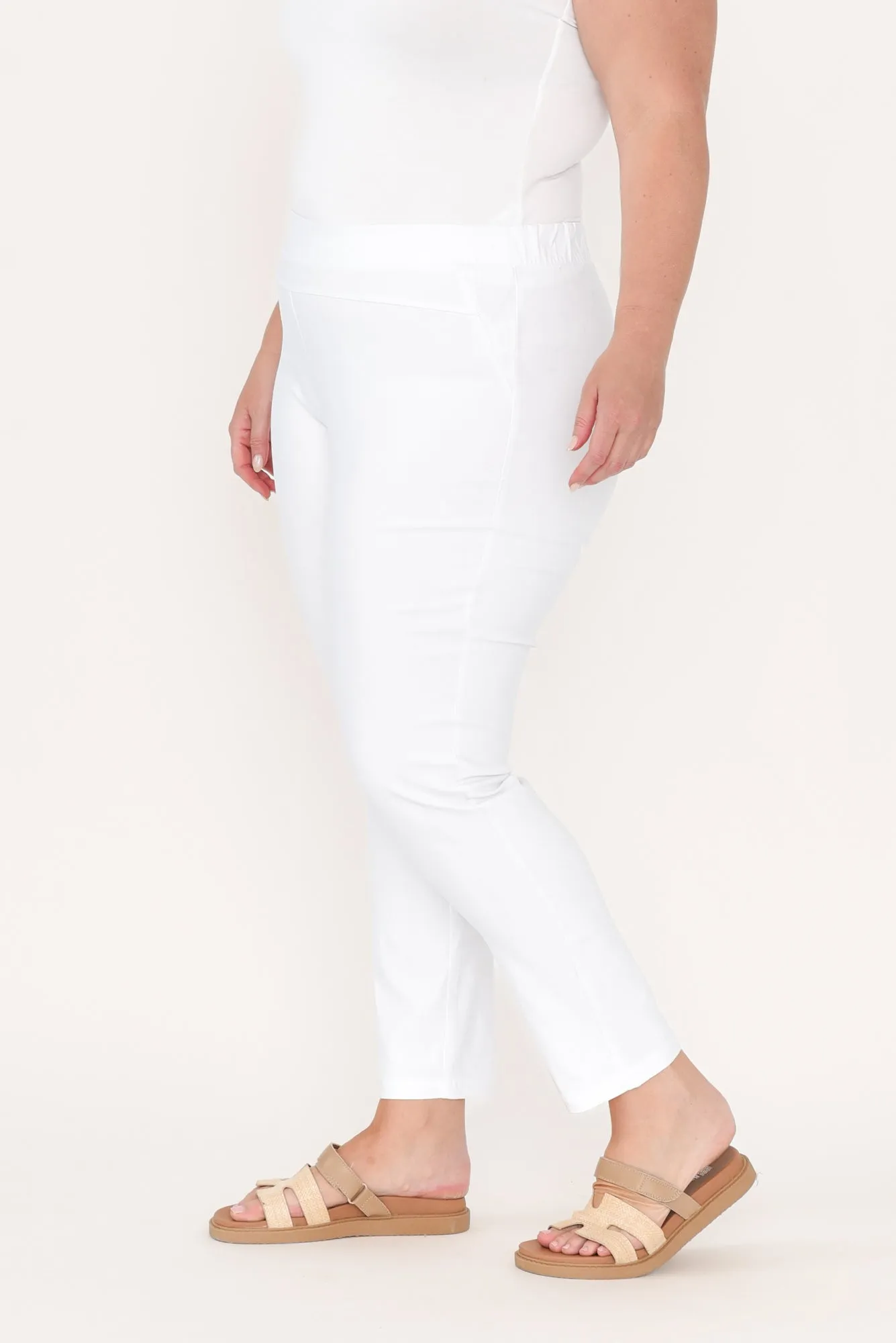 Olympia White Straight 7/8 Pants