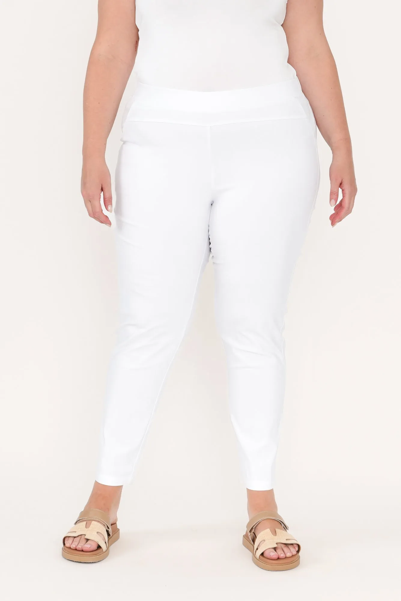 Olympia White Straight 7/8 Pants