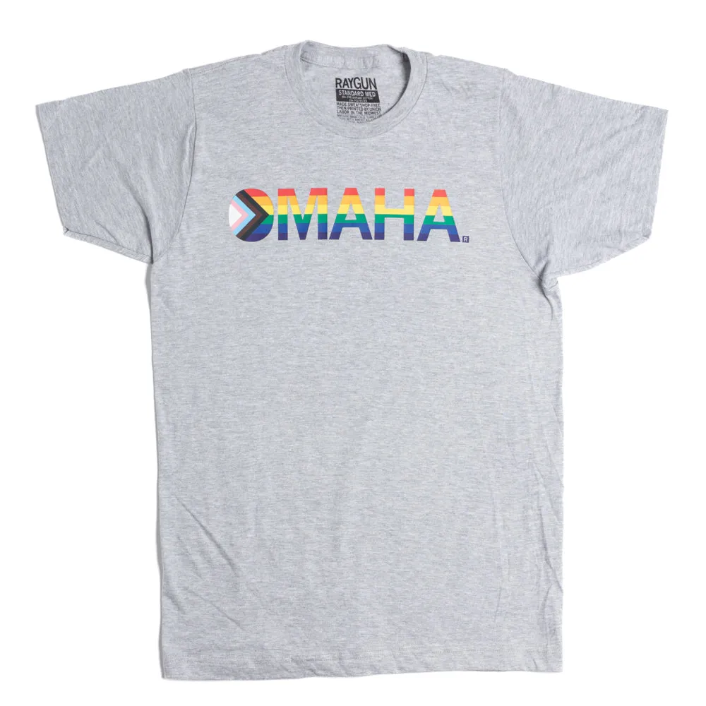Omaha Text Progress Pride Flag