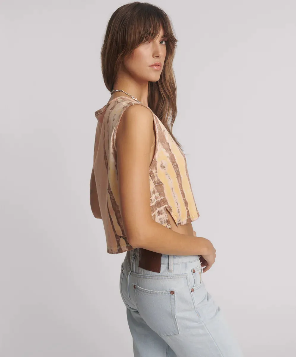 One Teaspoon - Gloria Tropical V-Front Rib Tank Top - Yellow